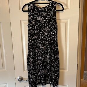 LulaRoe Charlotte Black & White Floral Print Sleeveless Dress